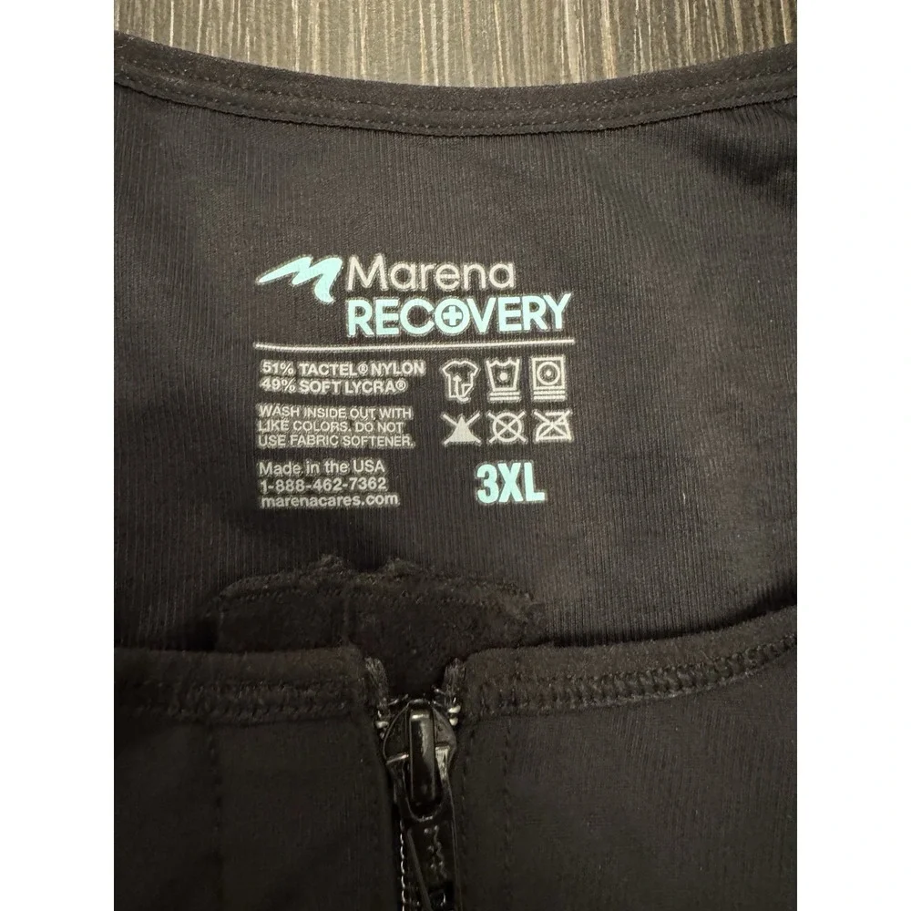 Marena Recovery Compression Vest Sz 3XL Black Zipper Adjustable Shoulder Surgery